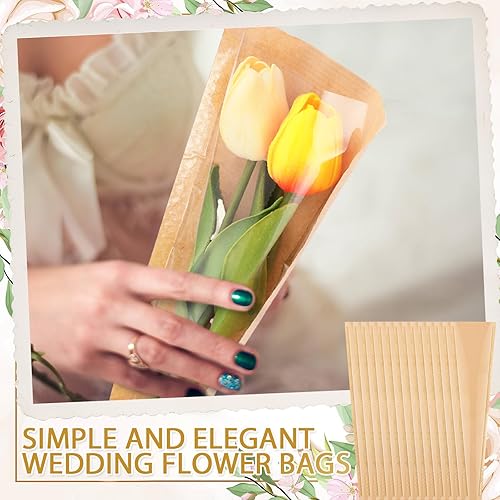 Miniatura 6 de Colarr 300 piezas de papel de regalo de ramo de flores a granel de 15.9 x 4.9 x 1.6 pulgadas, bolsas de flores transparentes para ramos de flores,