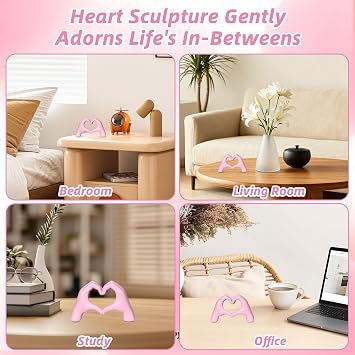 Heart-Shaped Hands Resin Figurine Gold, Elegant Home Decoration with Sculpted Detail, Gold Ornaments, Home Decor, Decorative Ornaments for Living Room, Shelf Display and Modern Interior Styling (Pink)