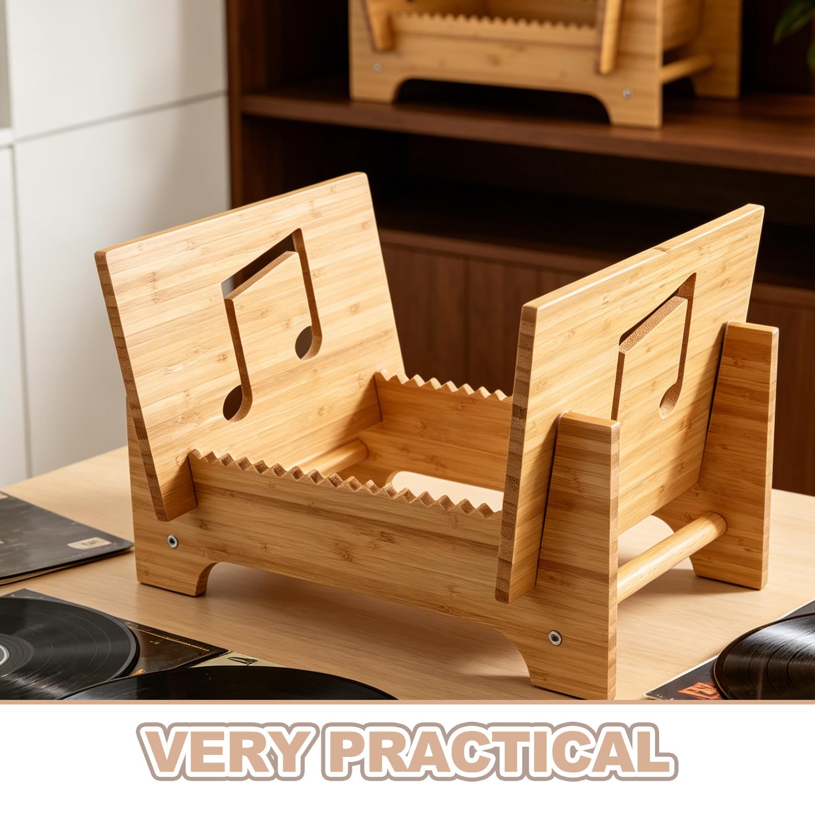 NUOBESTY Mobile Porta Dischi in Legno per Vinili Struttura Robusta e Design Classico per Soggiorno o Studio Capacità Ottimale e Facile da Spostare