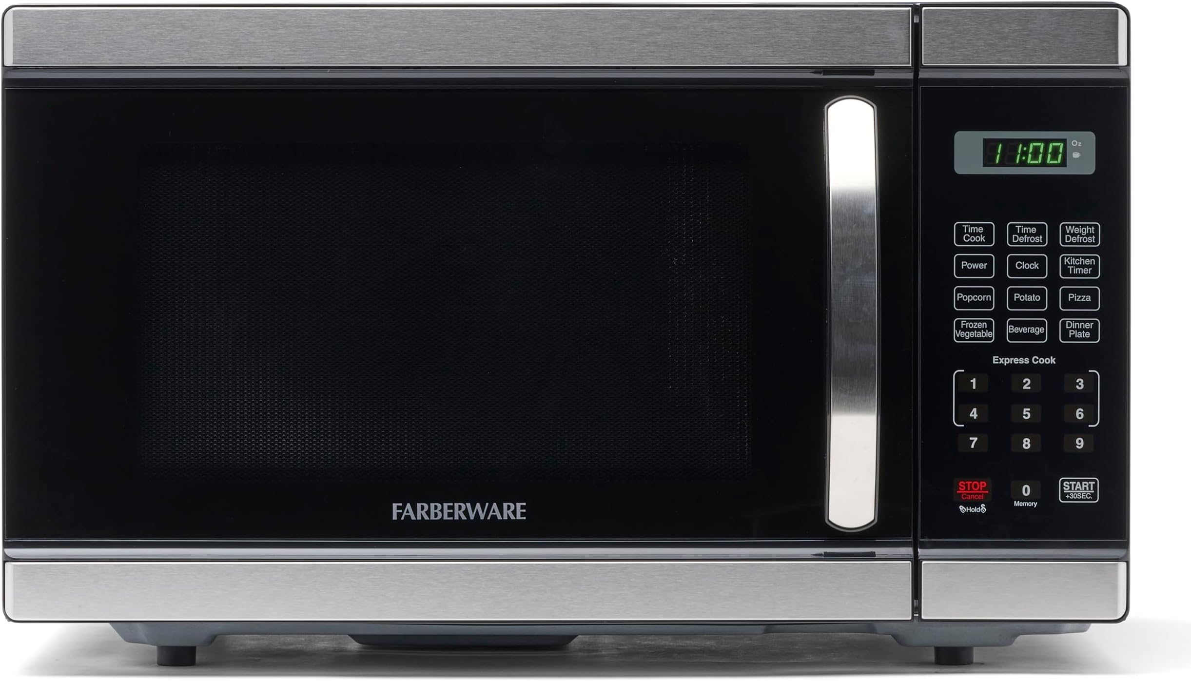 FarberwareCountertop Microwave 1000 Watts, 1.1 Cu. Ft. - Microwave Oven With LED Lighting and Child Lock - Perfect for Apartments and Dorms - Easy Clean Stainless Steel