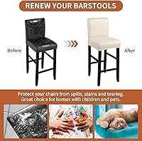 Vista 5 de YISUN Fundas para taburete de bar, elásticas, impermeables, de poliuretano, extraíbles, lavables, fundas para silla de bar con bandas elásticas