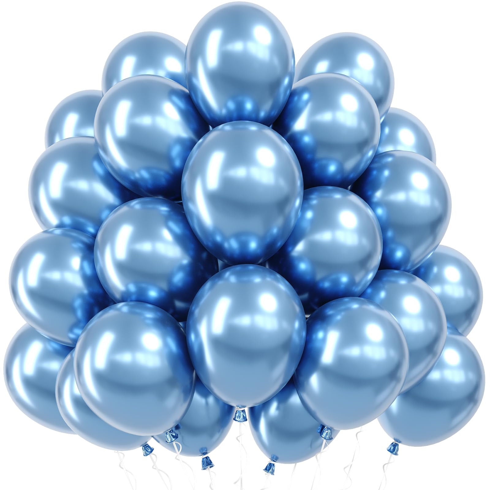 Jobkoo Metallic Blue Balloons, 12 Inch Chrome Light Baby Blue Latex Balloon