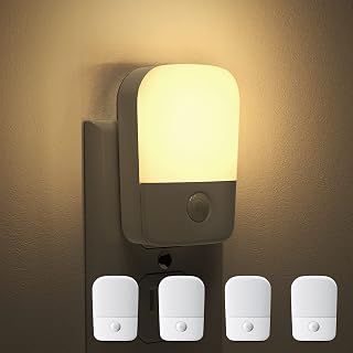 LOHAS LED Night Light, 4 Pack Night Lights Plug into Wall, Dusk to Dawn Sensor, Soft White 3000K, Brightness Adjustable 30/60LM, LED Dimmable Nightlight for Kids, Bedroom, Hallway, Kitchen