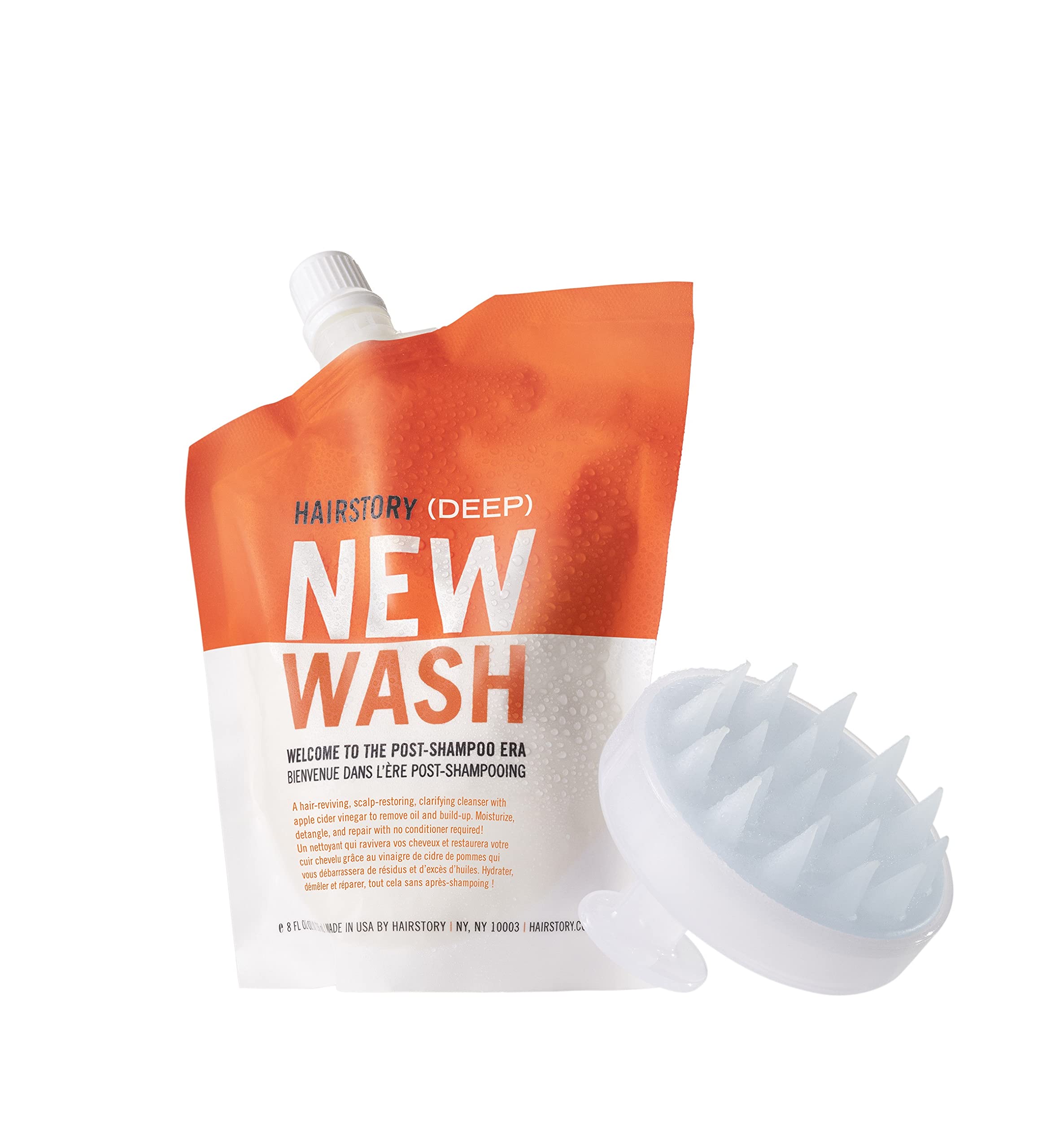 Hairstory New Wash Deep Clean Refill, Clarifying Cleansing Cream for Oily & Fine Hair, Detergent Free Shampoo & Conditioner Alternative, 8oz