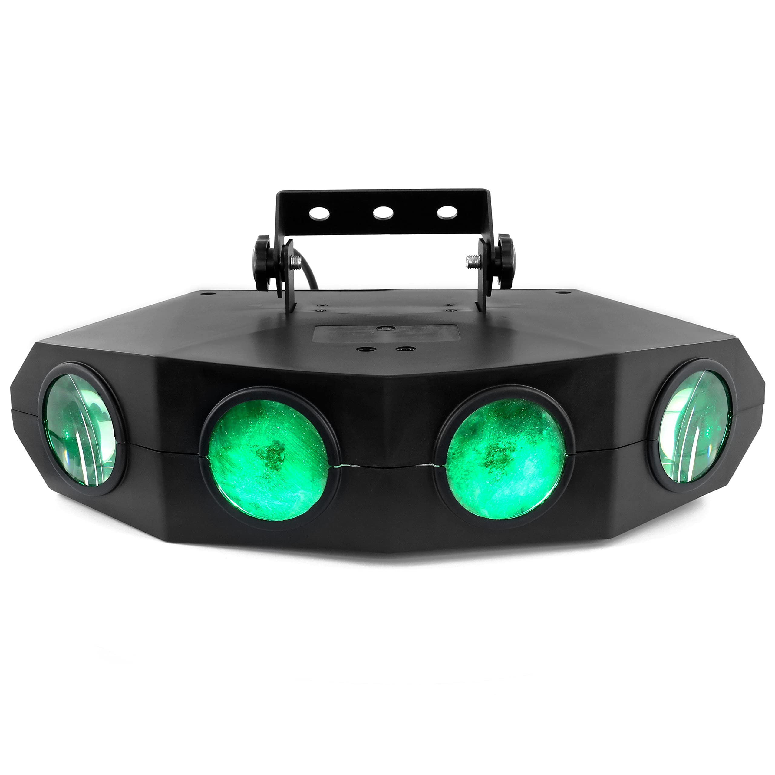 BoomToneDJ Quattro Moon Projecteur LED Moonflower Effets multi faisceaux 128 LED RGBA. Programmes automatique, Détection musicale. Jeux de lumière pour soirée, Lumière soirée DJ.