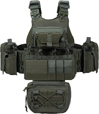 BOMTURN Great Tactical Outdoor Vest for Men Quick Release Buckle Adjustable&Detachable Modular Molle Vest