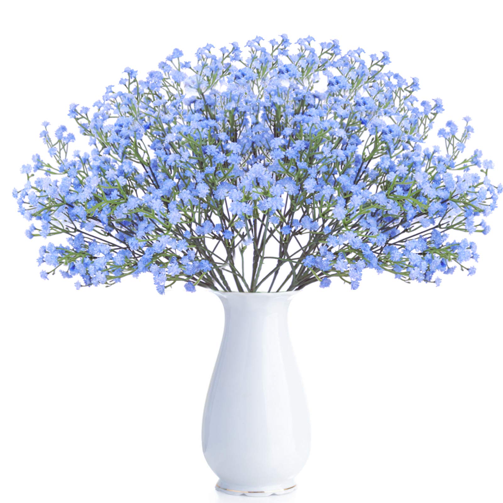 BOMAROLAN Artificial Baby Breath Flowers Fake Gypsophila Bouquets 21 Pcs Fake Real Touch Flowers for Wedding Decor DIY Home Party（Blue）