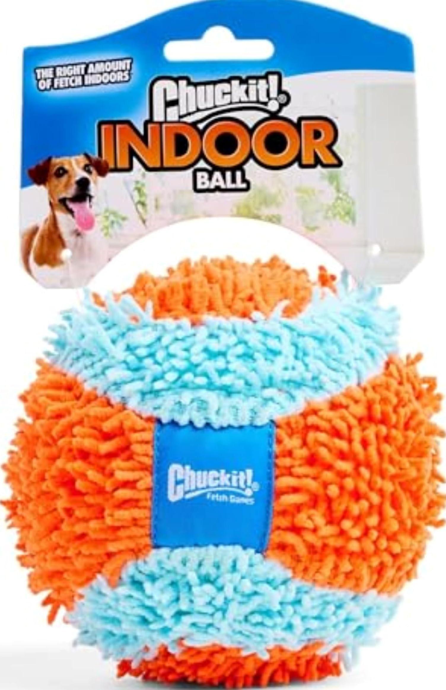 Chuckit! Indoor Fetch Ball Dog Toy, 4.75in, Orange and Blue