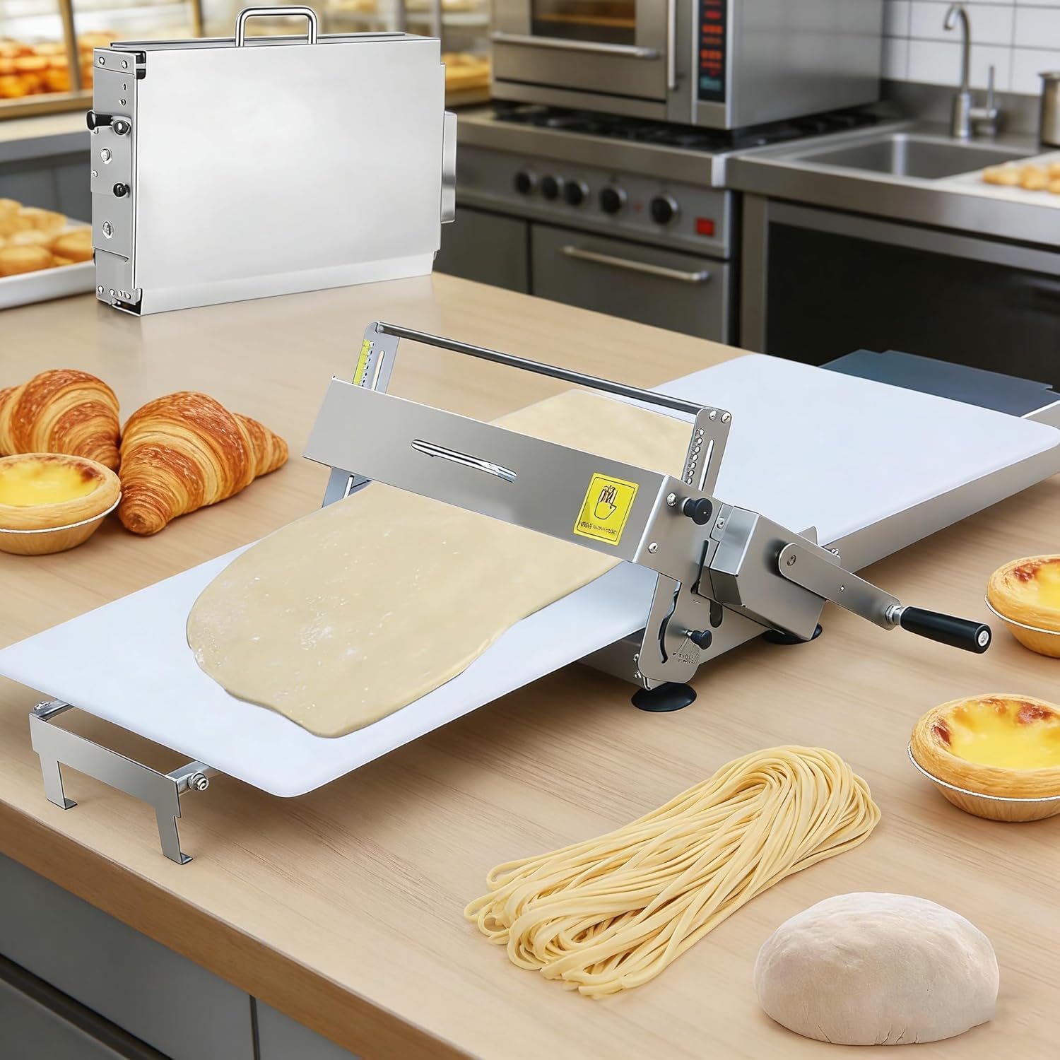 Laminoir Patisserie, Laminoir À Pâte Pliable Acier Inoxydable, Réglage D’épaisseur 0 À 27 Mm, Appareil Manuel De Roulage De PâteAdapté Aux Boulangeries Et Cuisines Maison