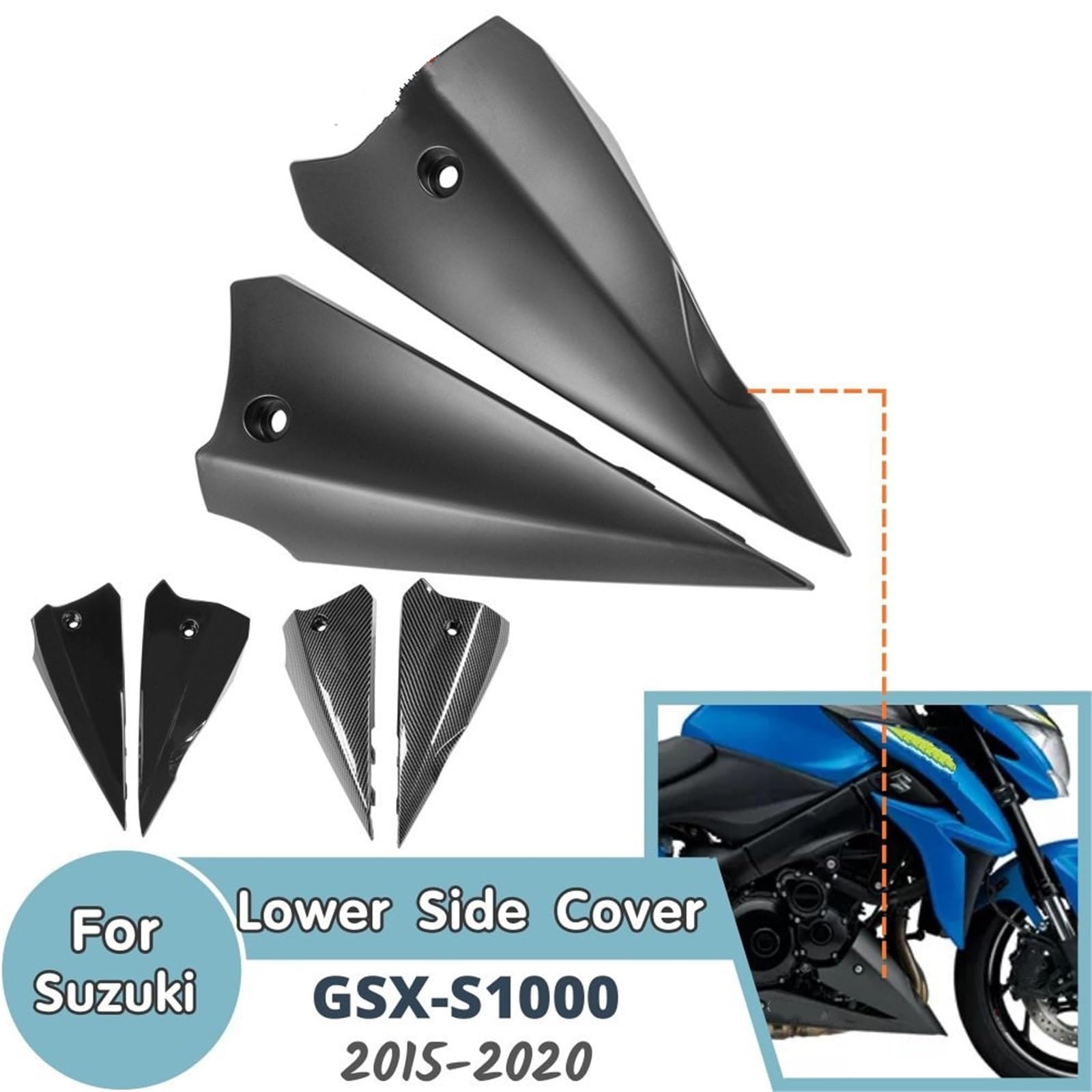 Front Bumper Splitter dachowy Pasuje do Suzuki GSXS 1000 2015-2020 Osłona silnika Spoiler Owiewka Panel boczny Dolna osłona boczna