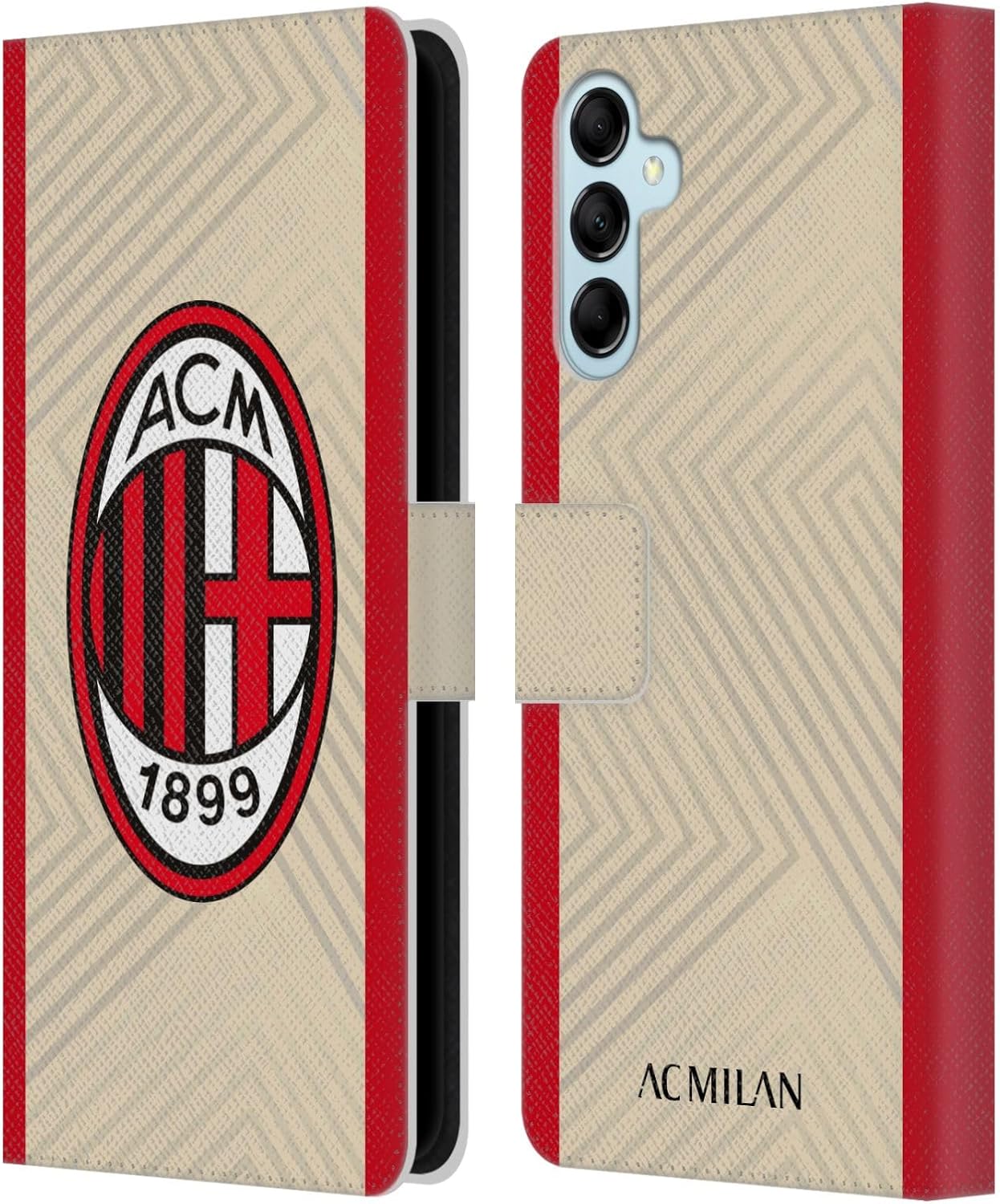 Head Case Designs Officially Licensed AC Milan Away 2021/22 Crest Kit Leather Wallet Case Compatible with Samsung Galaxy M14 5G