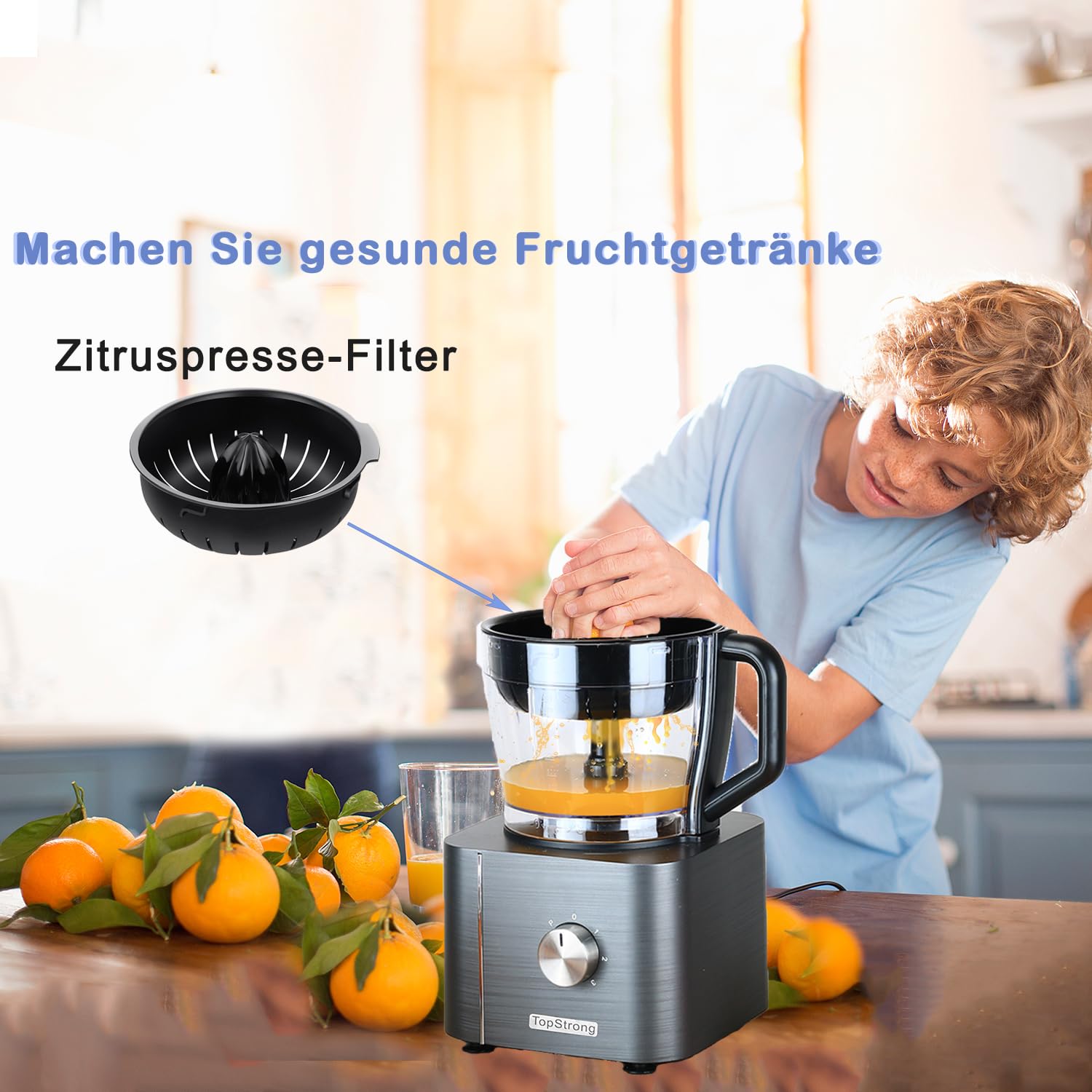 TopStrong Robot da Cucina, Robot Cucina 1100W, Robot Cucina Multifunzione Compatto,11 in 1 Food Processor(frullatore, spremiagrumi e macinacaffè)