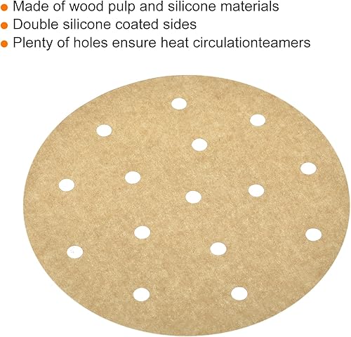Miniatura 9 de uxcell 300 piezas de papel pergamino para freidora de aire, forro redondo de 4 pulgadas, papel de hornear antiadherente para freidoras de aire,