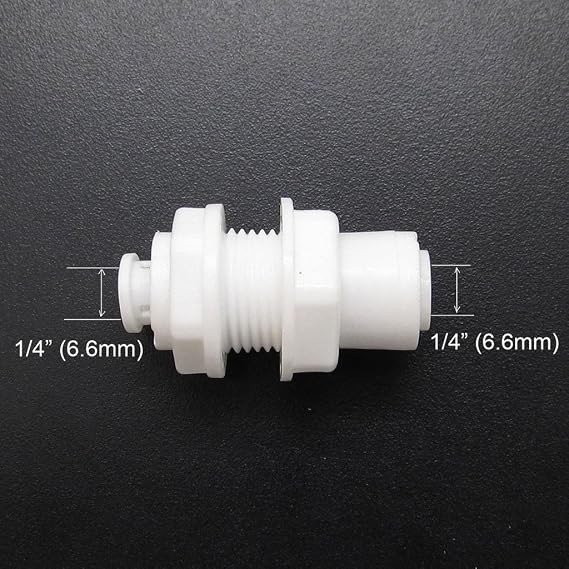 5 PCS White Fittings Bulkhead Connector 1/4 Tube Quick connect RO Water Filter Connector