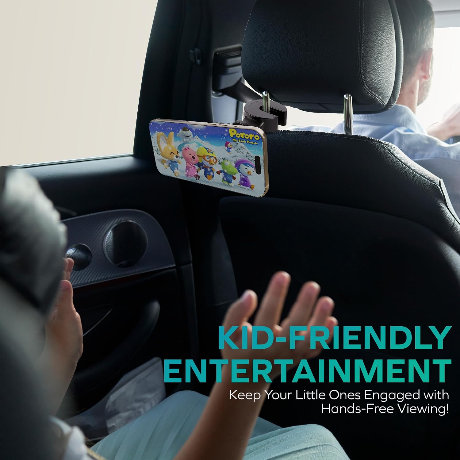 Magnetic Car Phone Mount, Back-Seat Headrest Holder, iPhone/Android, 360° image 3