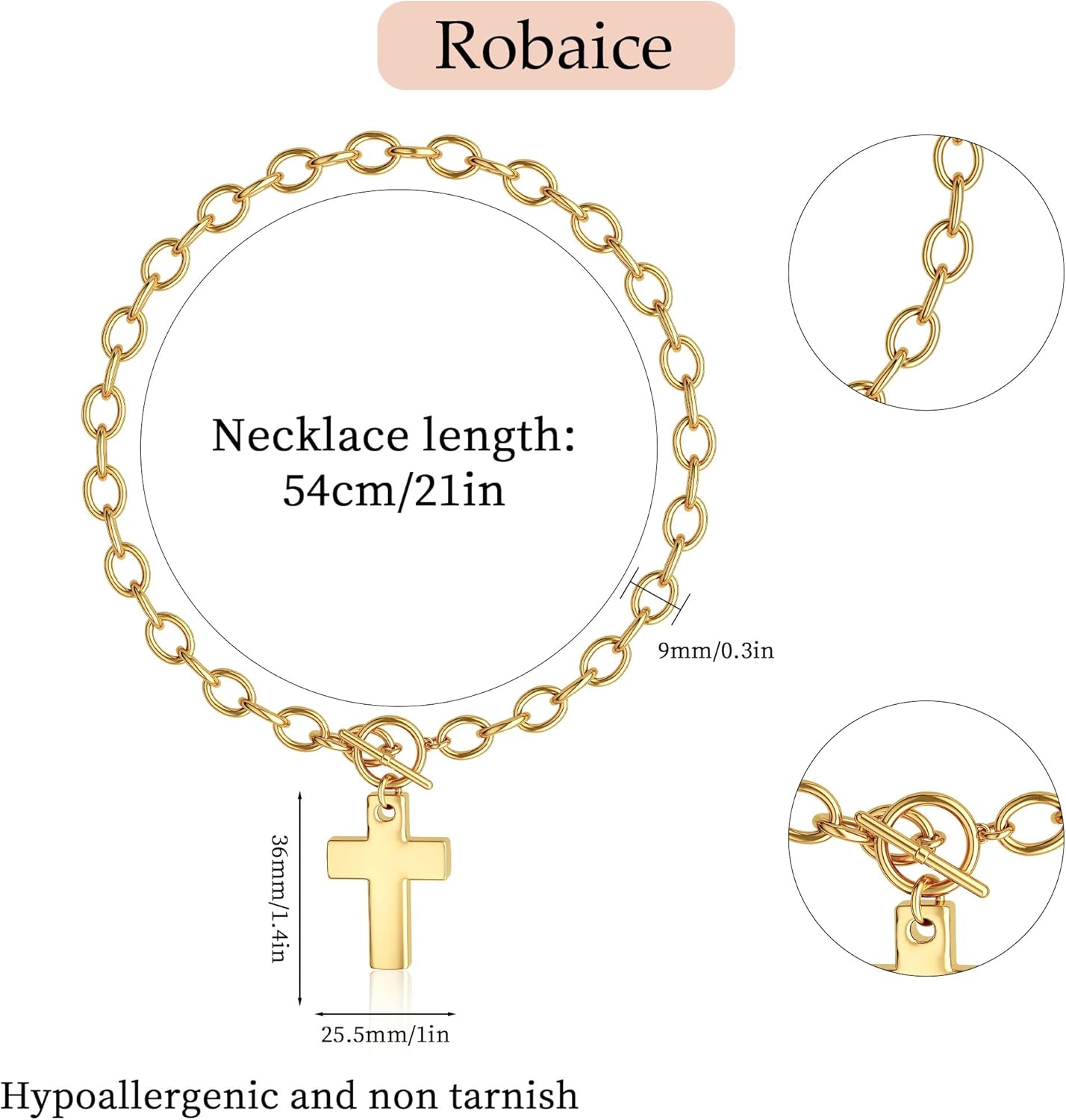 Valentines Day Gifts Chunky Gold Heart Necklace for Women，14K Gold Plated Chunky Heart Pendant Bold Chain Necklace with Toggle Clasp，Waterproof Non Tarnish Hypoallergenic Chunky Statement Jewelry Gift for Women - Image 4