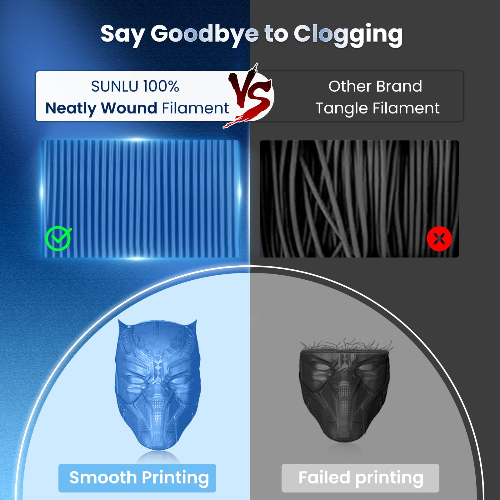SUNLU Filamento PLA+ 1.75 mm per Stampante 3D e Penne 3D, Filamento PLA Plus 1KG,Neatly Wound. Precisione di Tolleranza del Filamento +/- 0.02 mm (Grigio blu)