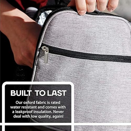 Miniatura 4 de Lonchera aislada para hombres y mujeres, a prueba de fugas, doble cremallera, con bolsillos de malla, trabajo, gimnasio, camping, viajes, diseño