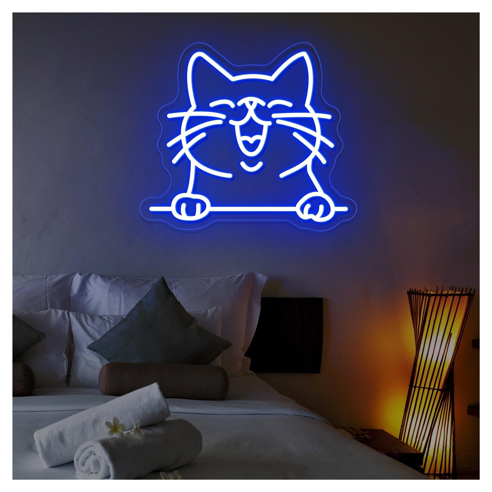 Décor Mural Lumière Enseigne Lumineuse LED Néon Chat 45cm Décoration Murale Pour Chambre, Animalerie, Salle De Jeux, Bar, Salon, Fête D'anniversaire
