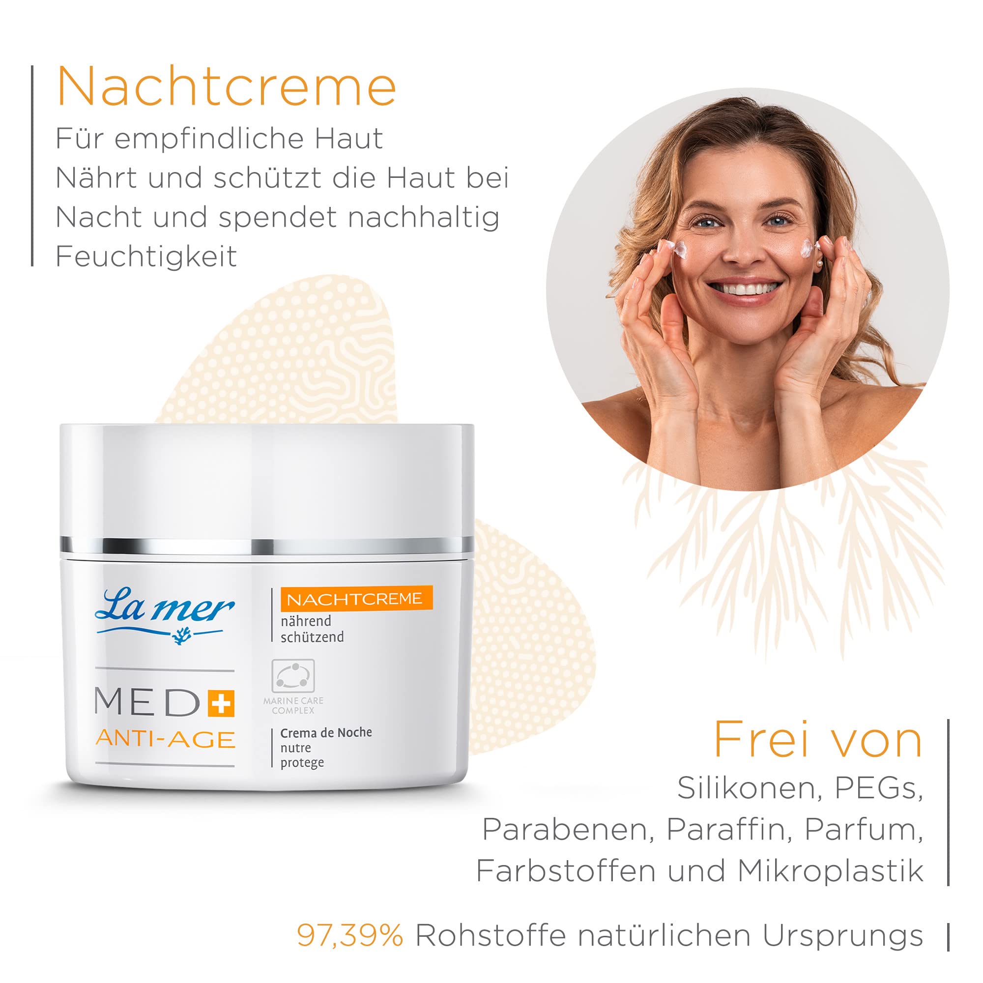 La mer MED+ Anti-Age Nachtcreme - Vitalisierende Gesichtspflege - Schützt vor UV-bedingter Hautalterung - Für empfindliche und trockene Haut - 50 ml