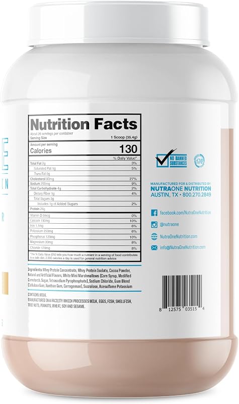 NutraOne ProteinOne Whey Protein Promote Recovery and Build Muscle with a Protein Shake Powder for Men & Women (S’Mores - 2 lbs.) image 3