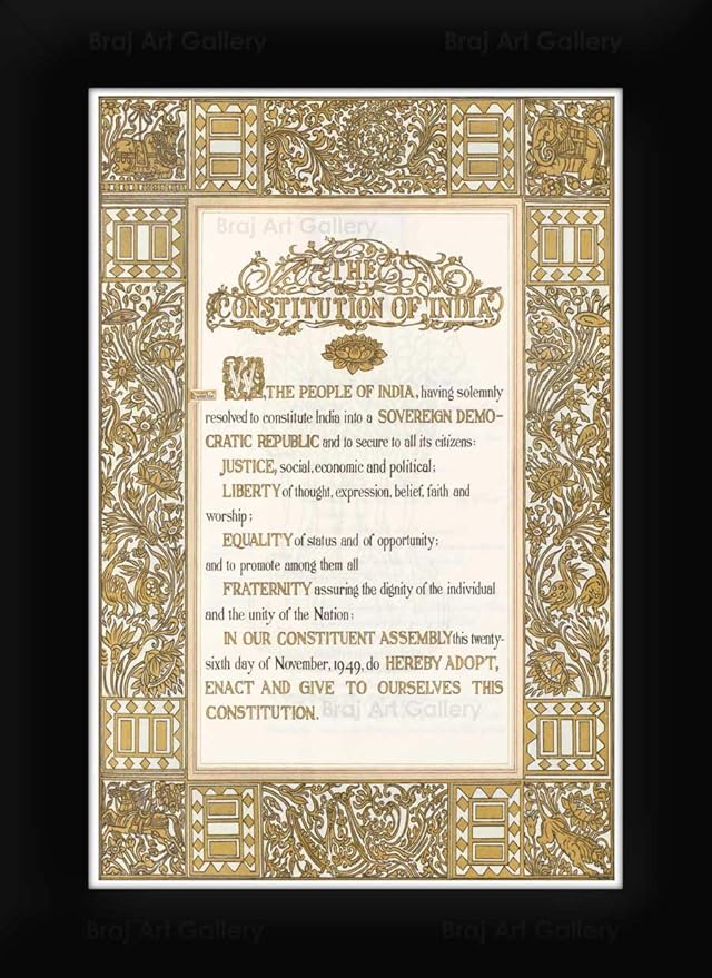 Braj Art Gallery Preamble Indian Constitution Law Poster Small Photo ...