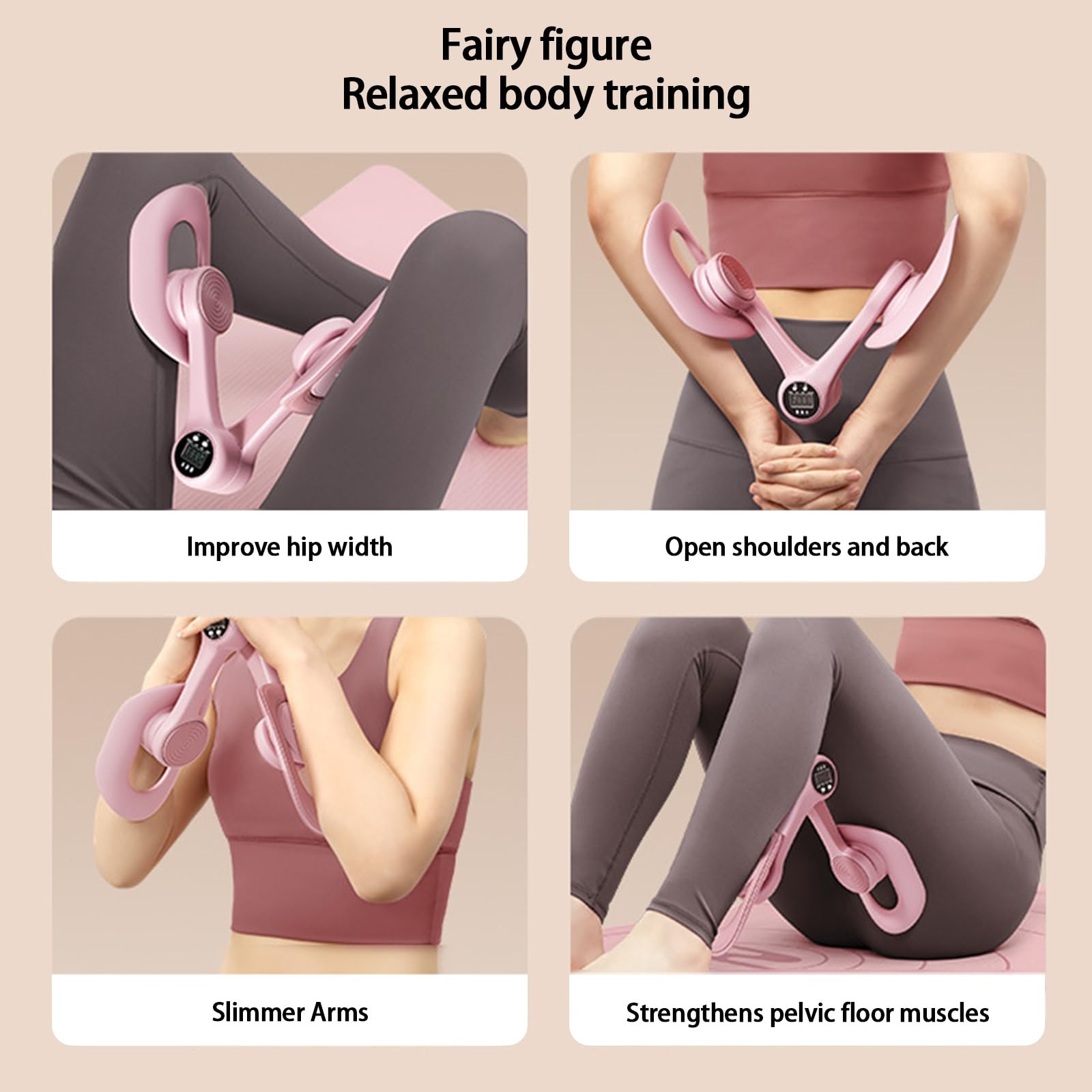 Allenatore per cosce per pavimento pelvico e glutei, attrezzatura interna della coscia con contatore integrato, strumento efficace per allenamento a casa