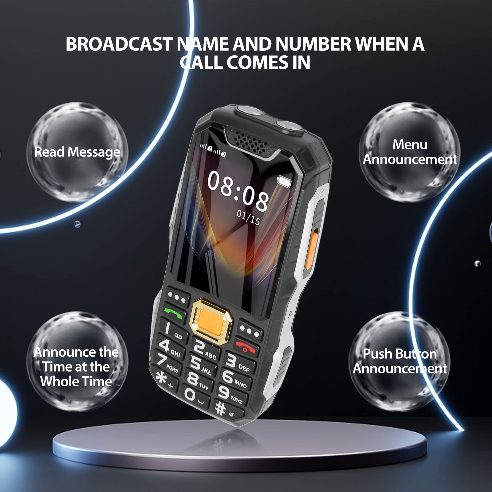 Odblokowany Telefon Komórkowy z Dużymi Przyciskami, Pomoc w Nagłych Wypadkach SOS, jakość Dźwięku Stereo, Dwie Karty SIM, Telefon Komórkowy dla Seniorów z konstrukcją odporną na