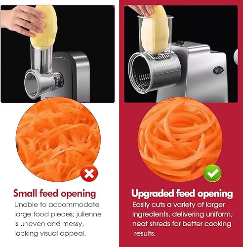 Miniatura 8 de Rallador eléctrico de queso, rallador de queso eléctrico para queso de bloque con 7 formas diferentes de cuchillas, triturador de queso eléctrico de