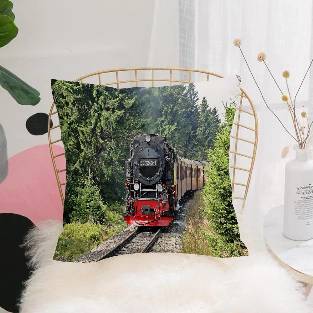 Hyosxw Steam Train Industrial Era Steam Engine Trai - A9 Cushion Cover,Throw Pillow Case Home Decorative For Living Room Bedroom Sofa Chair 18X18 Inch,Steam Train Industrial Era Steam Engine Train Vintage Railroad Locomotive Railr,Pillowcase 45X45cm