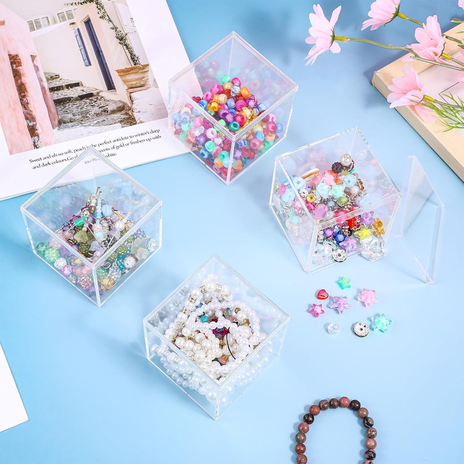 12 PCS Acrylic Square Cube 3 x 3 x 3 Inches, Small Clear Plastic Display Boxes with Lids, Clear Acrylic Storage Square Cube Boxes, Display Case Container for Candy Jewelry Tiny Items