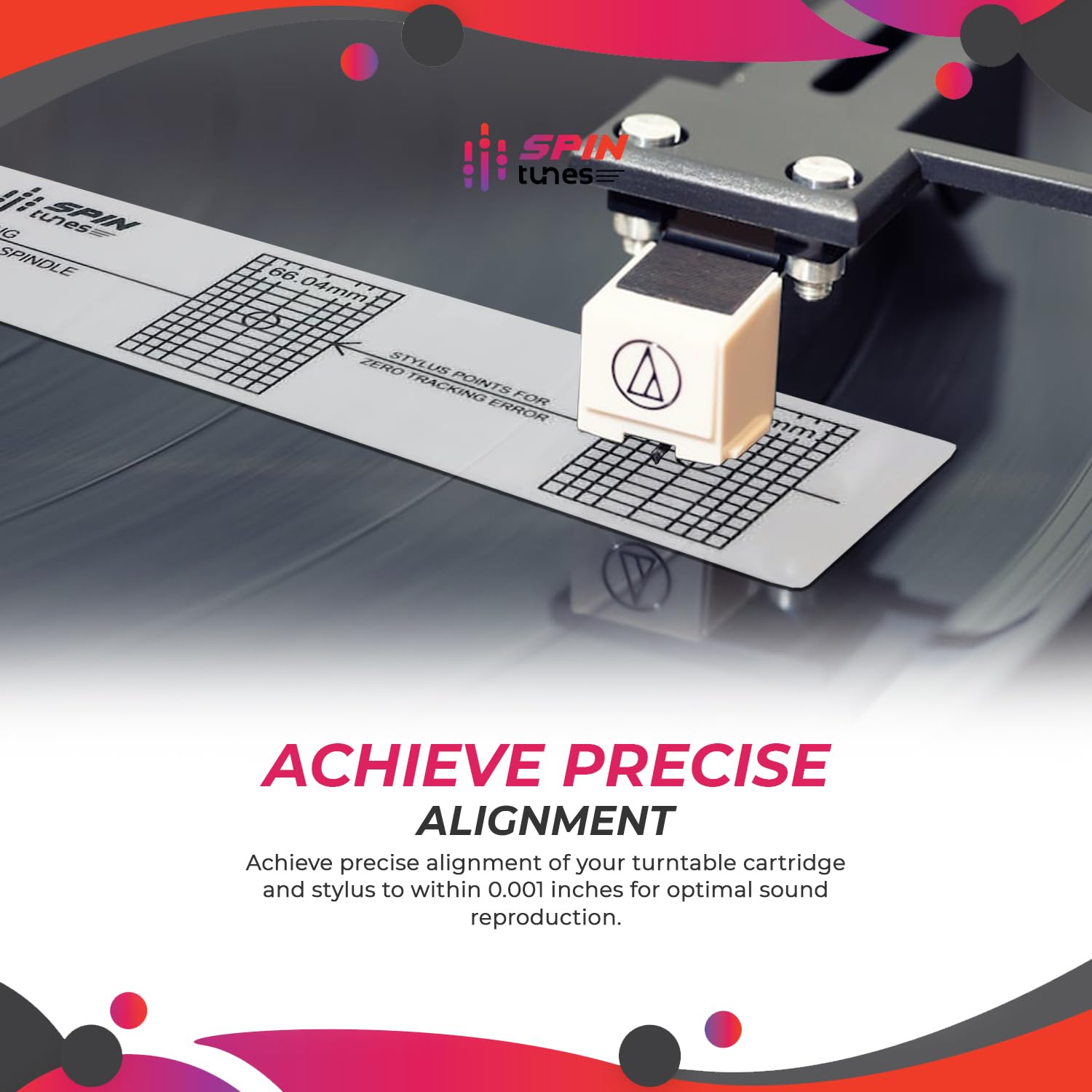 Cartucho de tocadiscos con lápiz capacitivo transportador de alineación de alta visibilidad para calibración de precisión de discos de vinilo, garantiza un seguimiento preciso y calidad de