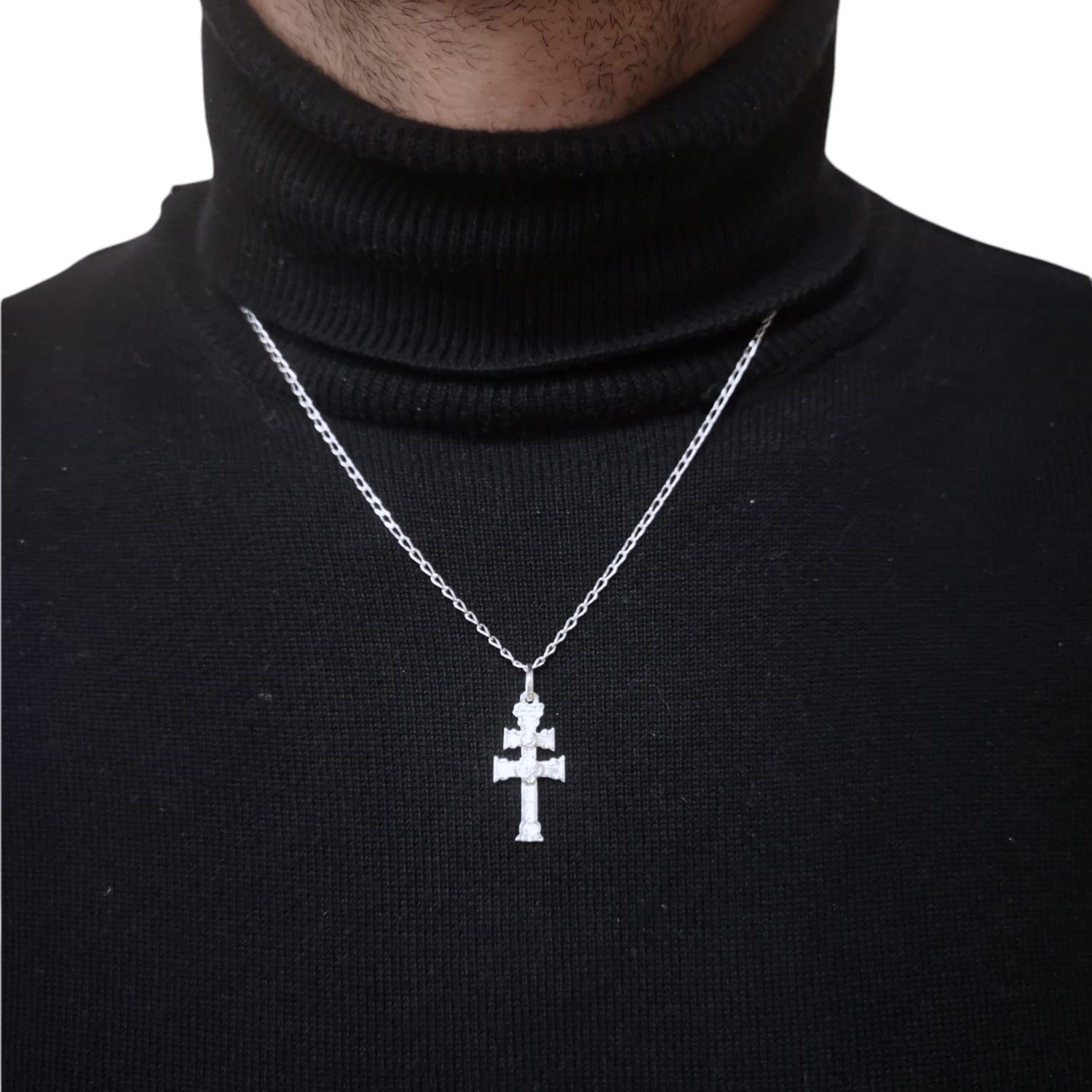 Cruz de Caravaca Plata 925 - Réplica exacta - Bendecida en Caravaca - Collar completo Unisex - Talla Universal - Regalo ideal - Belleza, Fe y Espiritualidad - Incluye Oración de Protección