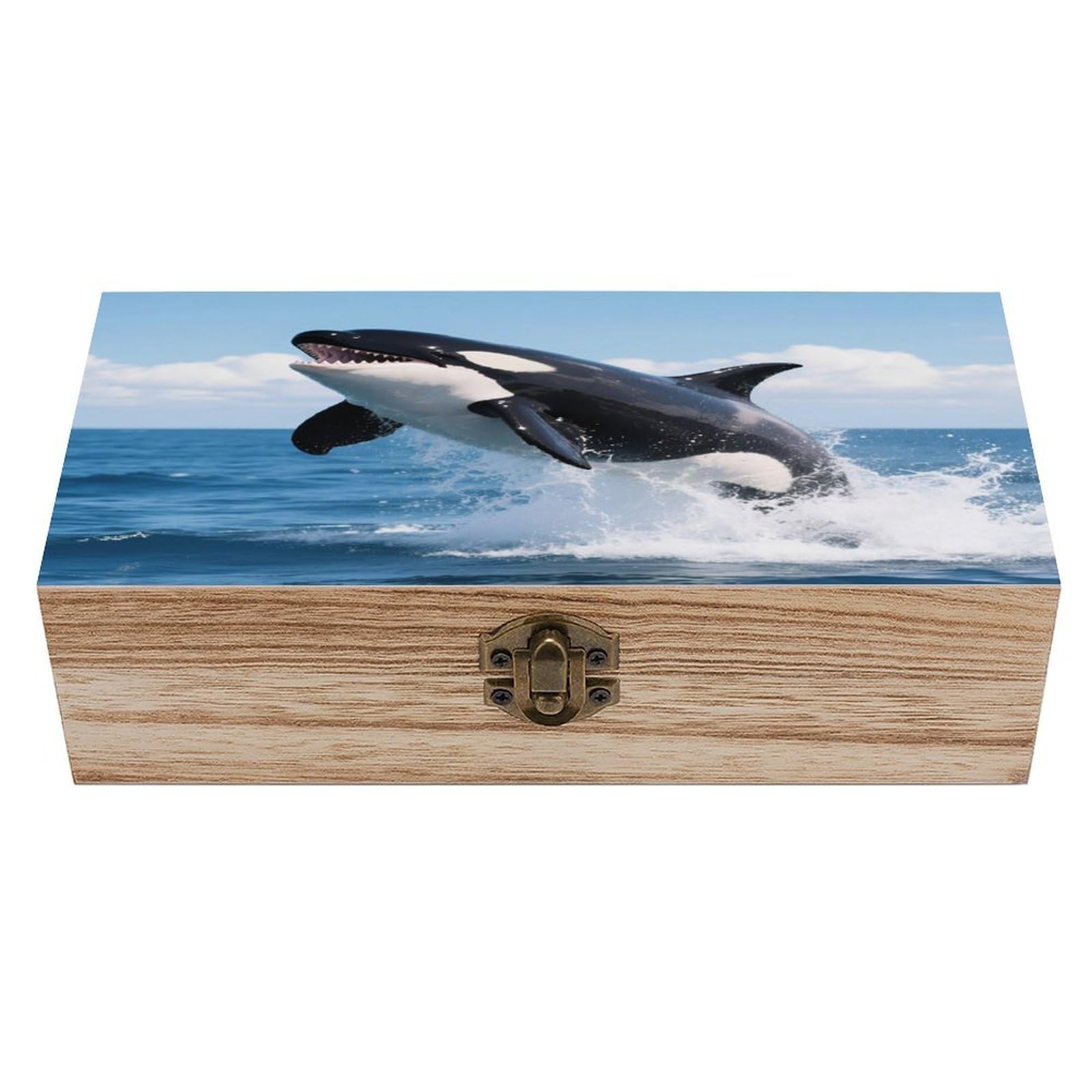 VstaDank Whale Wooden Storage Box Vintage Wood Box with Lid Large Wooden Jewelry Boxes DIY Wood Gift Boxes Exquisite Jewelry Case Art Stash Keepsake Storage Case
