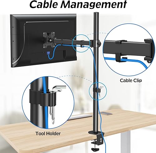 Miniatura 7 de MOUNTUP Soporte de escritorio para monitor individual, soporte alto para monitor de 13 a 32 pulgadas, soporte de escritorio de computadora
