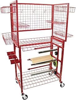LAUCO Paint Prep Cart with Masking Paper Dispenser - Holds 12" & 24" Masking Paper Rolls, 66lb Load Capacity per Each Shelf, Automotive Body Cart, Auto Shop Organization (26506)