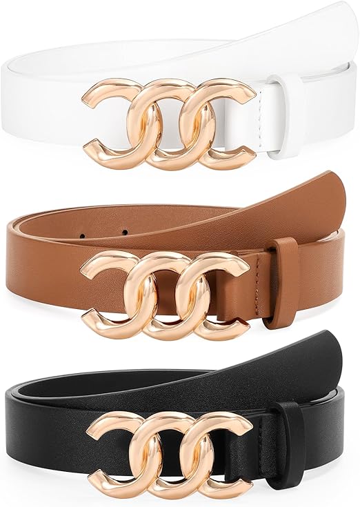 3 Pack Women's Belts for Jeans Pants Fashion Waist Belts for Ladies Leather Belts