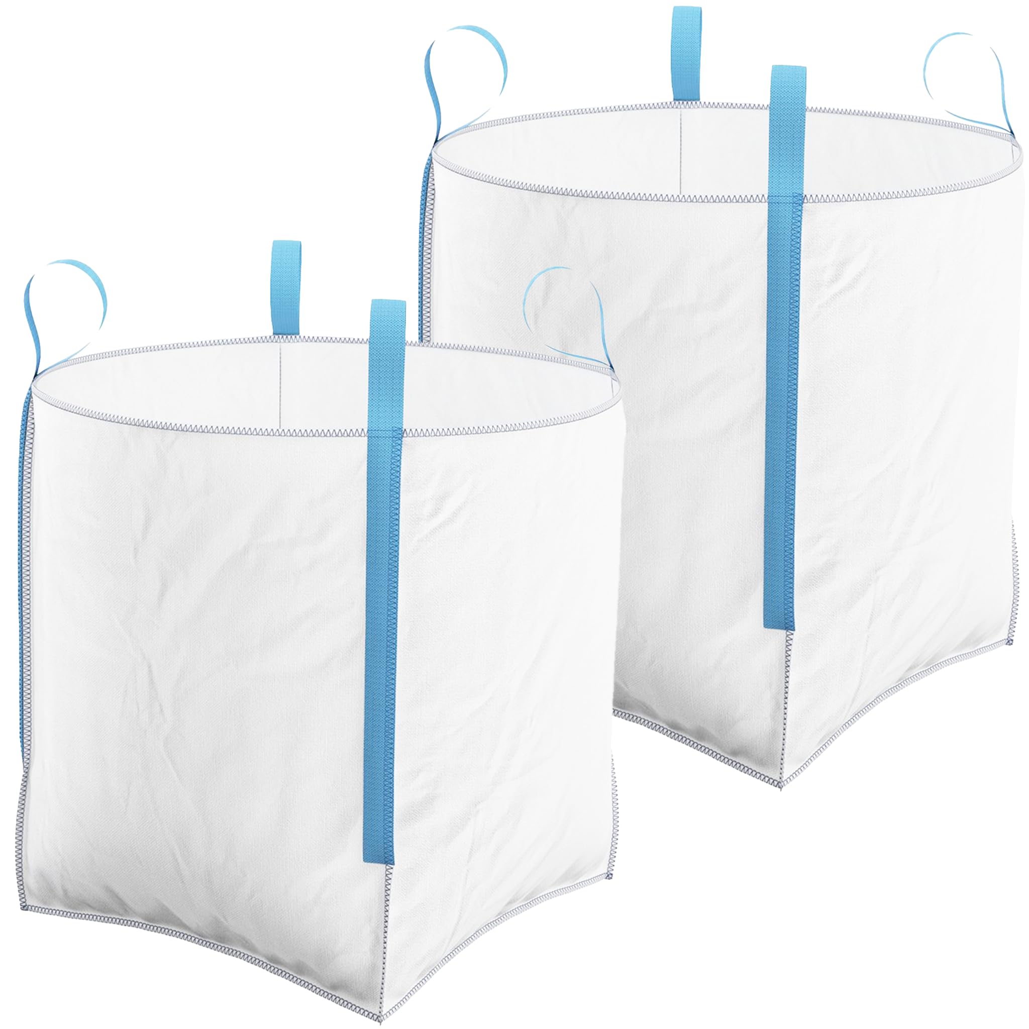 2 Pack FIBC 1 Tonne Builders Bulk Bag 85cm x 85cm x 85cm - Garden Building Waste Jumbo Ton Heavy Duty White Sack 2 Pcs