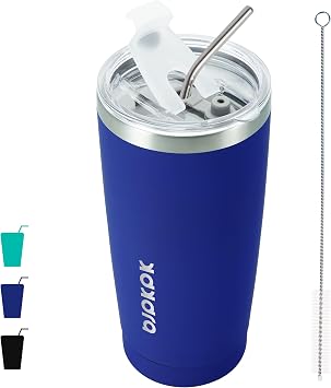 BJPKPK 20 oz Coffee Tumbler with Lid, Straw, Insulated Stainless Steel Mug
