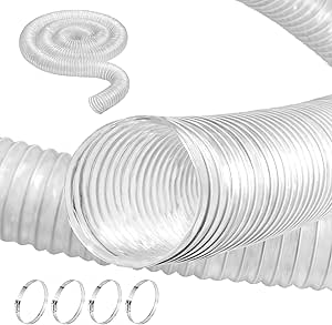 2 1/2" X 20' Dust Collection Hose, Flexible Clear PVC Dust Collection Hose - Puncture Resistant With Carbon Steel Wire Coil For Dust Collectors For Dust Collectors With 2 1/2" Ports By - View #7
