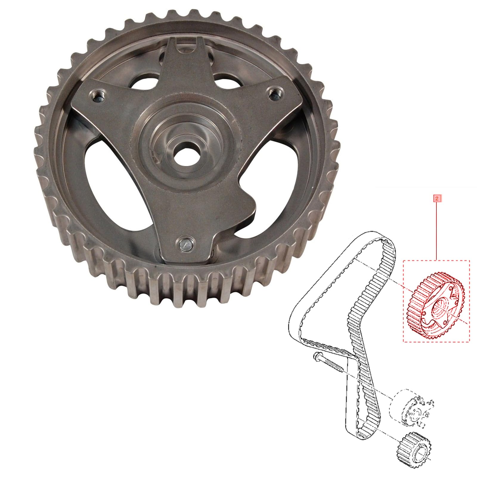 Partsline Poulie d'Arbre à Cames 1.5 dCi K9K compatible avec Clio III, Duster équivalent à 7701478037, 8200053729