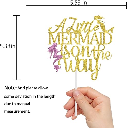 Miniatura 3 de Decoración para tartas con texto en inglés "A Little Mermaid is on the Way", decoración de fiesta de baby shower, bajo el mar, bienvenida a la niña,
