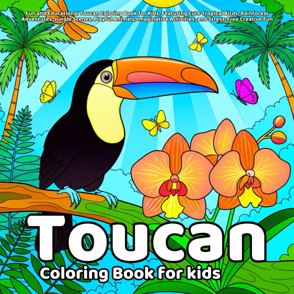 Toucan Coloring Book: Fun and Educational Toucan Coloring Book for Kids, Featuring Cute Tropical Birds, Rainforest Adventures, Jungle Scenes, Playful ... Activities, and Stress-Free Creative Fun