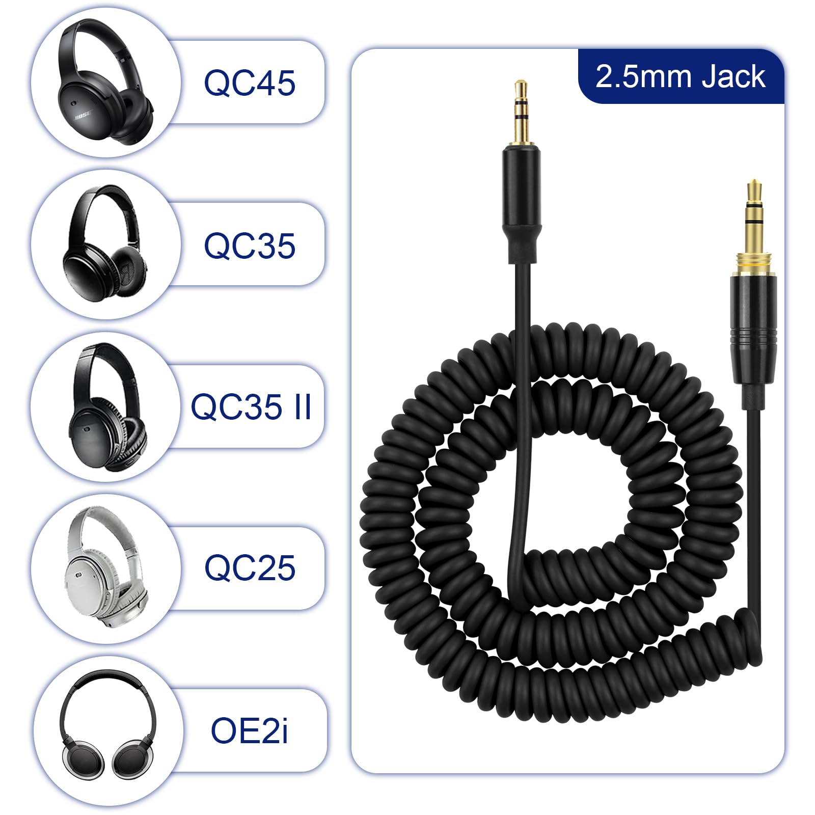 Amazon.com: QC45 Coiled Audio Cable Compatible with Bose