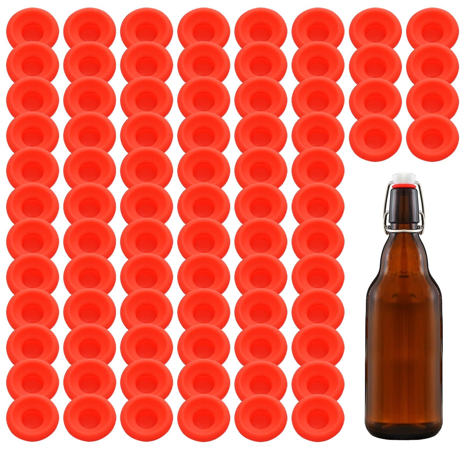 80 PCs Silicone Gaskets Washers High Pressure Leak-proof Seals for Cap Swing Flip Top Bottle-Red for Home Brew Beer Soda Bottle Sealing