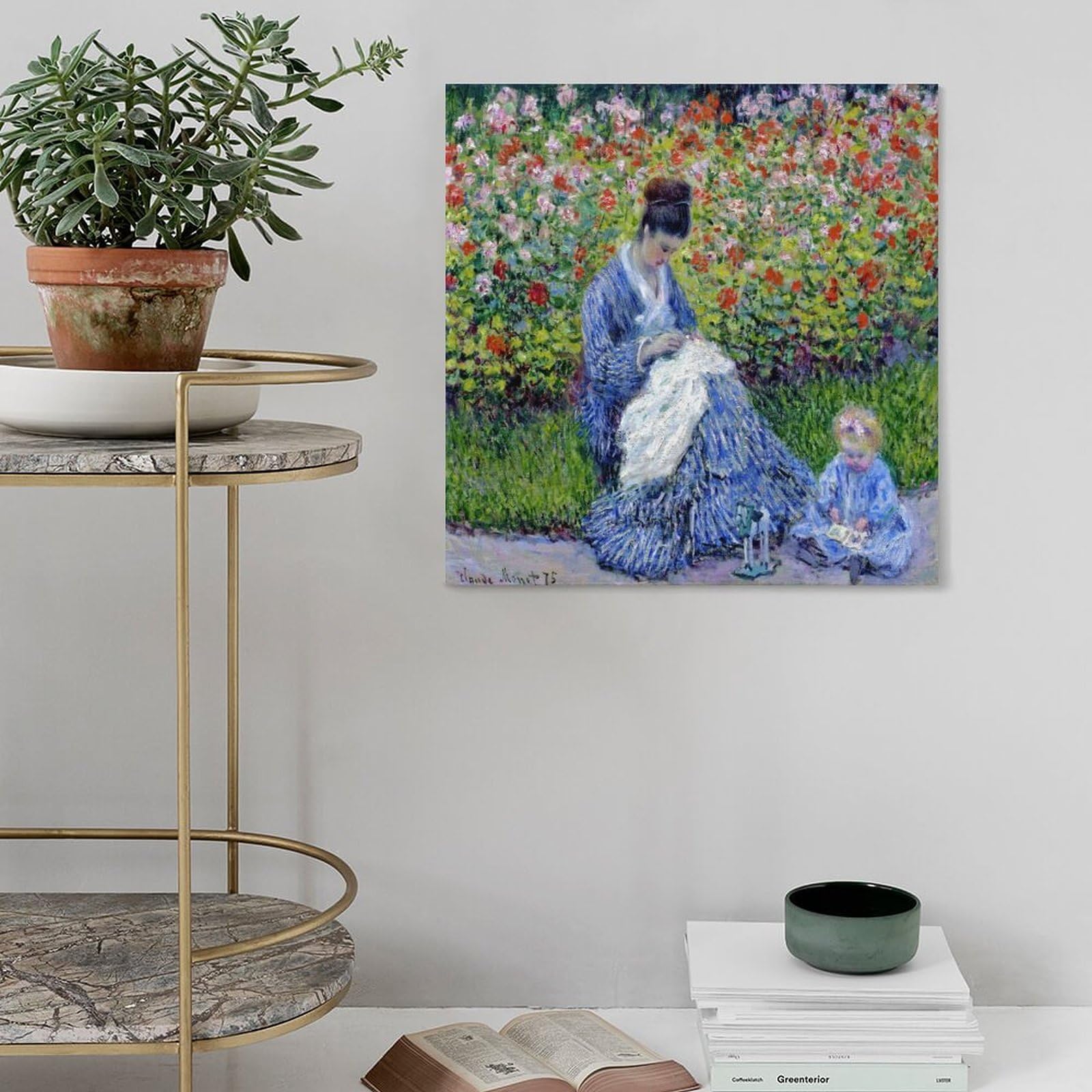 大きな絵画！◆クロード・モネ◆モネ夫人と子供 アートポスター 額装済 横88cm×縦69cm Amazon.co.jp: 画家クロード・モネ 世界名画モネ夫人と子供たち