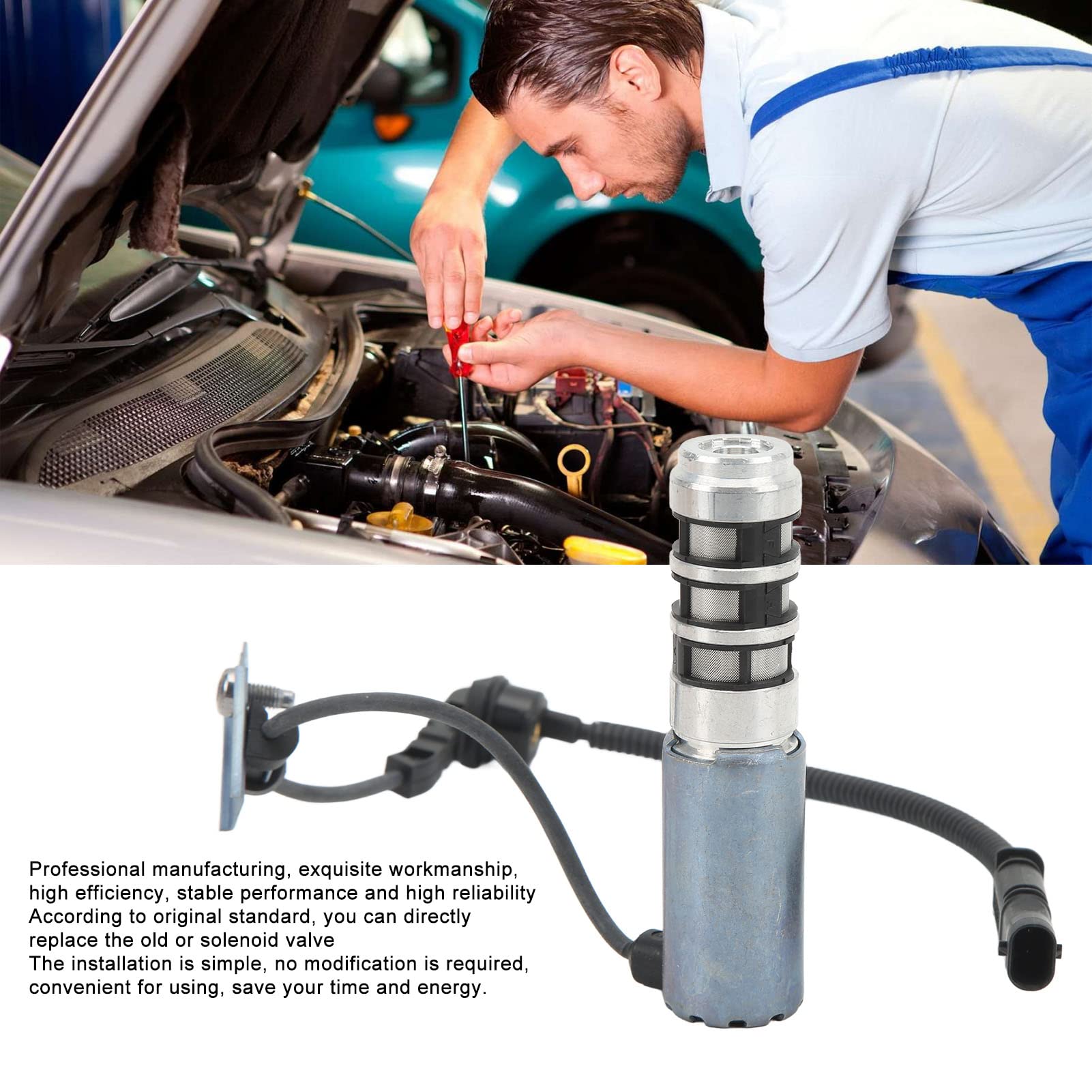 Elettrovalvola Pompa Olio, V764723880 037990 Elettrovalvola Sensore Pompa Olio in Lega di Alluminio per Motore 3008, 308, 508 RCZ 1.6T