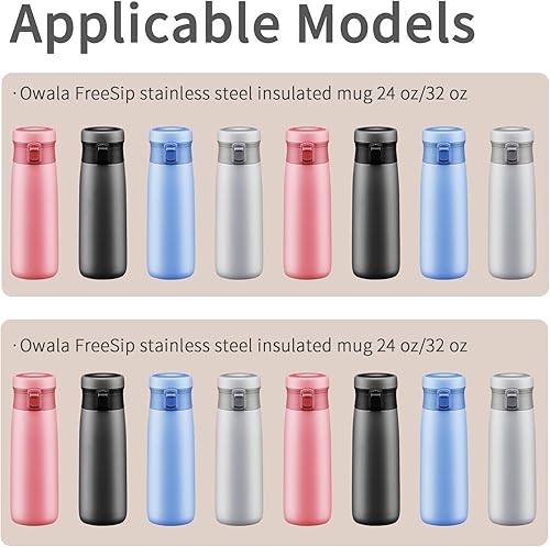 Miniatura 5 de 4 tapones de repuesto y 6 popotes reutilizables compatibles con Owala FreeSip de 24 onzas, 32 onzas, tapa superior de botella de agua, piezas de