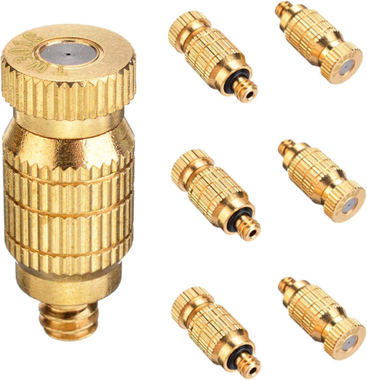 60pcs Misting Nozzle Kit for Cooling System Brass High Pressure Mister Nozzles 3/16" Threaded, Garden Water Mister, Fog Nozzles, Anti-drip Fogging Spray Head (Size : 0.2mm)