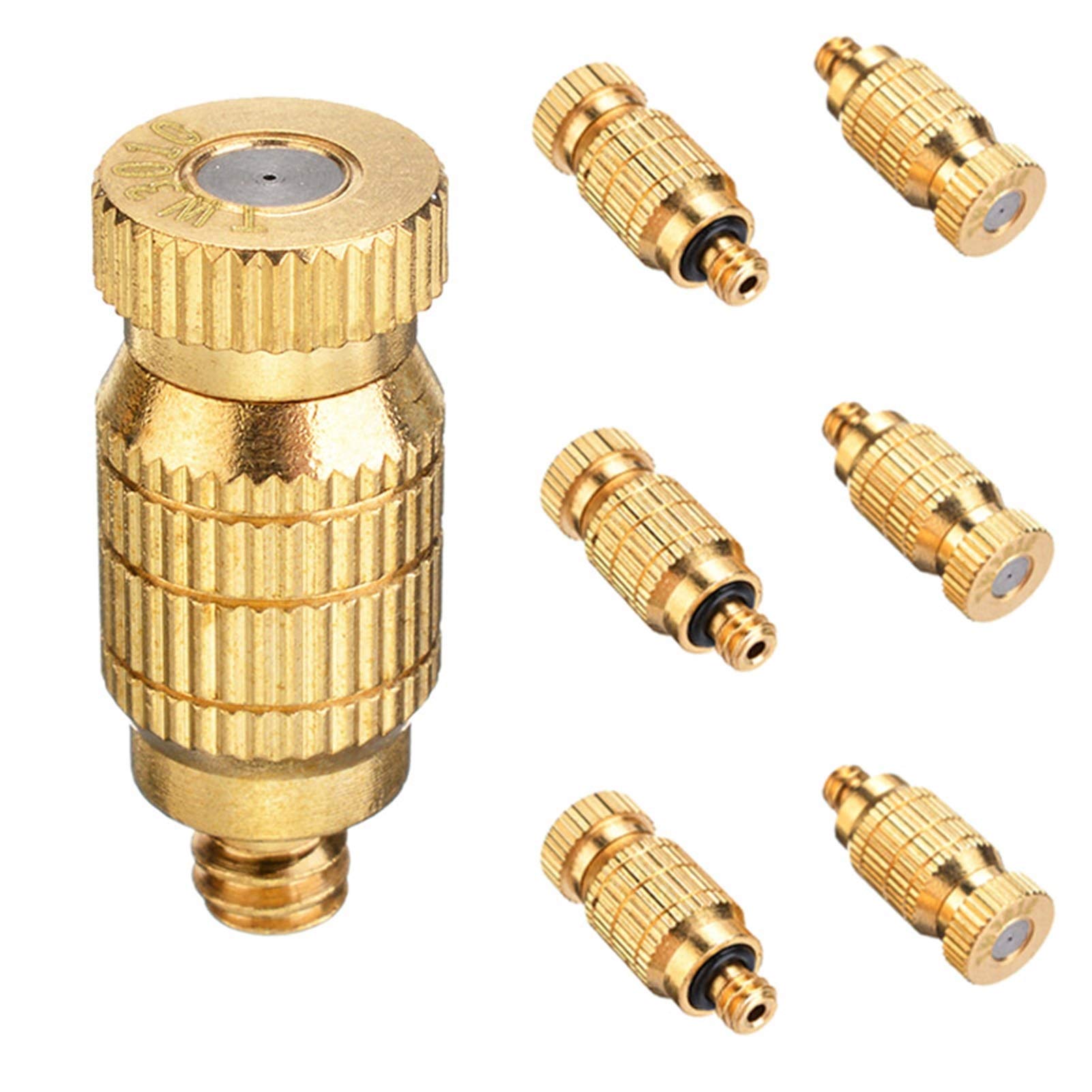 SOHNVWTGD 60pcs Misting Nozzle Kit for Cooling System Brass High Pressure Mister Nozzles 3/16" Threaded, Garden Water Mister, Fog Nozzles, Antidrip Fogging Spray Head (Size : 0.1mm)